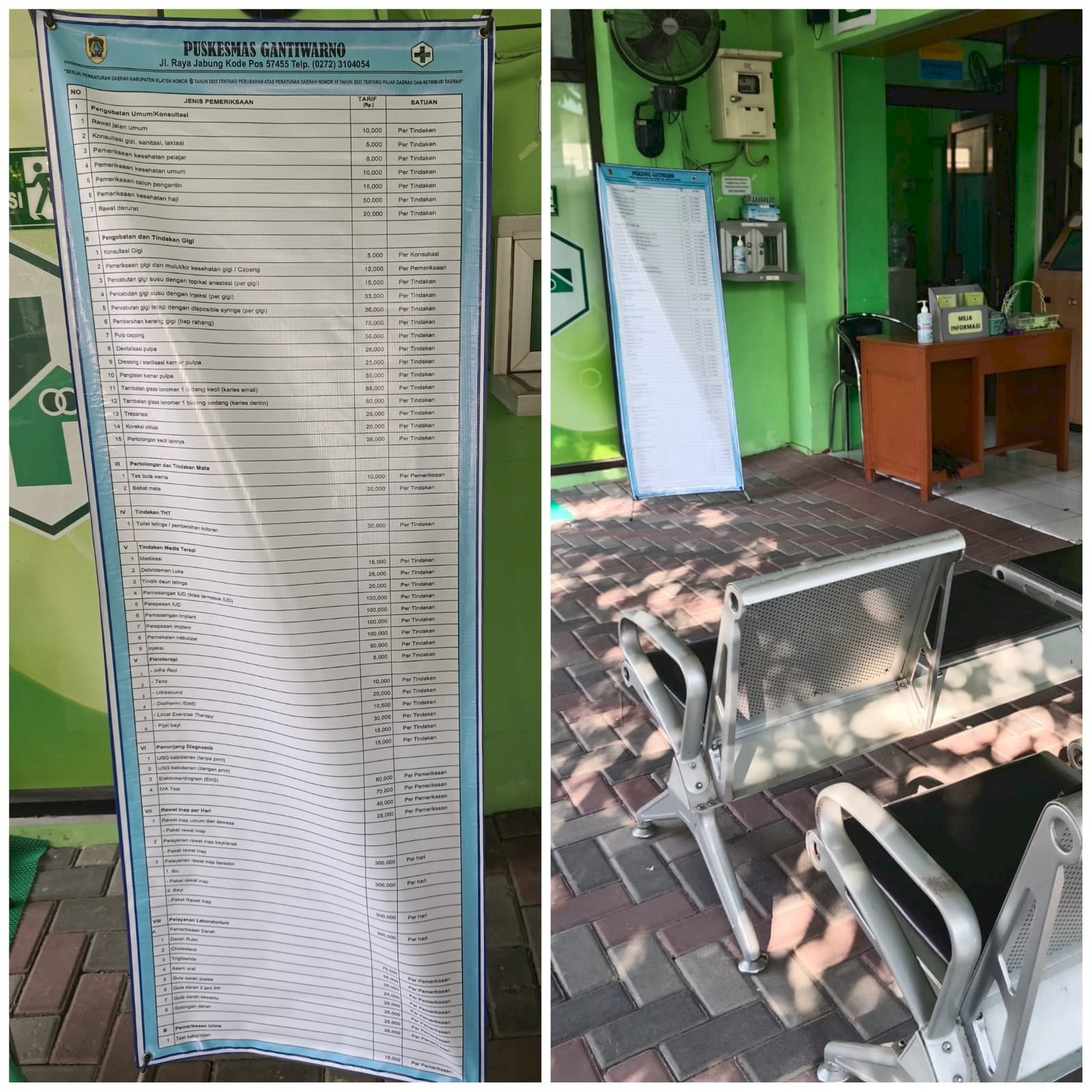 JENIS-JENIS LAYANAN DAN TARIF LAYANAN PUSKESMAS GANTIWARNO